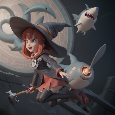 Image For Post Anime, witch, shark, rocket, scientist, forest, HD, 4K, AI Generated Art