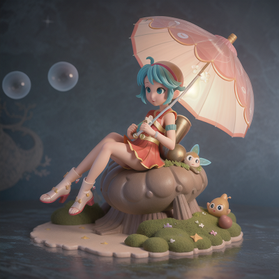 Image For Post Anime, fairy dust, submarine, statue, umbrella, bubble tea, HD, 4K, AI Generated Art