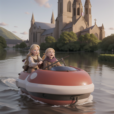 Image For Post Anime, flood, hovercraft, vikings, cathedral, dog, HD, 4K, AI Generated Art