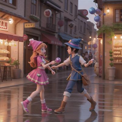 Image For Post Anime, city, bubble tea, fighting, romance, wizard's hat, HD, 4K, AI Generated Art