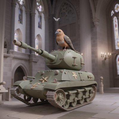 Image For Post Anime, cathedral, museum, tank, bird, key, HD, 4K, AI Generated Art