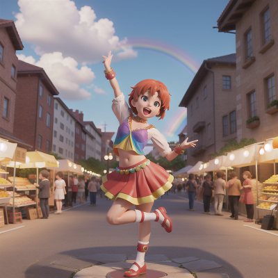 Image For Post Anime, market, statue, dancing, rainbow, surprise, HD, 4K, AI Generated Art