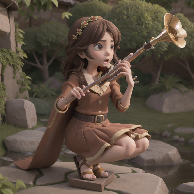 Image For Post Anime, drought, spell book, flute, trumpet, violin, HD, 4K, AI Generated Art