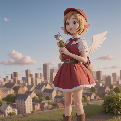 Image For Post Anime, city, angel, cat, elf, farmer, HD, 4K, AI Generated Art