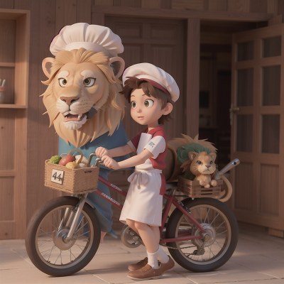 Image For Post Anime, chef, hat, tank, bicycle, lion, HD, 4K, AI Generated Art