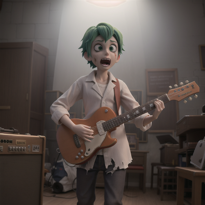 Image For Post Anime, ghostly apparition, zombie, musician, school, griffin, HD, 4K, AI Generated Art