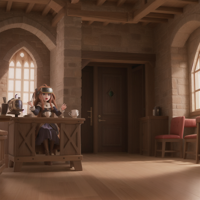 Image For Post Anime, medieval castle, coffee shop, time machine, virtual reality, surprise, HD, 4K, AI Generated Art