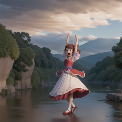 Image For Post Anime, ghost, celebrating, dancing, river, thunder, HD, 4K, AI Generated Art