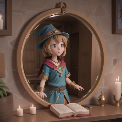 Image For Post Anime, cursed amulet, knights, wizard's hat, romance, enchanted mirror, HD, 4K, AI Generated Art
