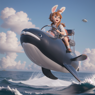 Image For Post Anime, whale, rabbit, flying, hovercraft, car, HD, 4K, AI Generated Art