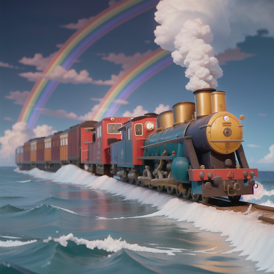 Image For Post Anime, ocean, rainbow, storm, train, musician, HD, 4K, AI Generated Art