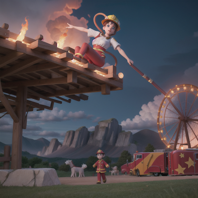 Image For Post Anime, park, firefighter, mountains, circus, ghostly apparition, HD, 4K, AI Generated Art