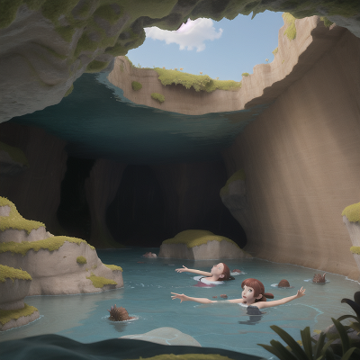 Image For Post Anime, swimming, ocean, cave, confusion, swamp, HD, 4K, AI Generated Art