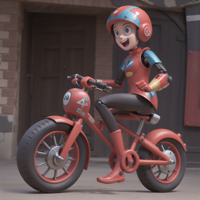 Image For Post Anime, bicycle, robot, failure, shield, laughter, HD, 4K, AI Generated Art