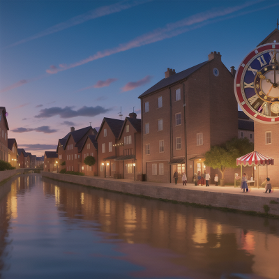 Image For Post Anime, river, village, city, circus, clock, HD, 4K, AI Generated Art
