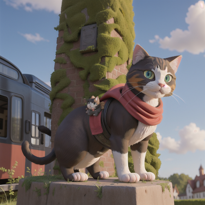 Image For Post Anime, cat, statue, train, wind, invisibility cloak, HD, 4K, AI Generated Art