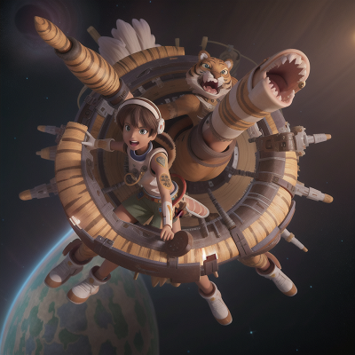 Image For Post Anime, space station, wormhole, sabertooth tiger, ancient scroll, tribal warriors, HD, 4K, AI Generated Art
