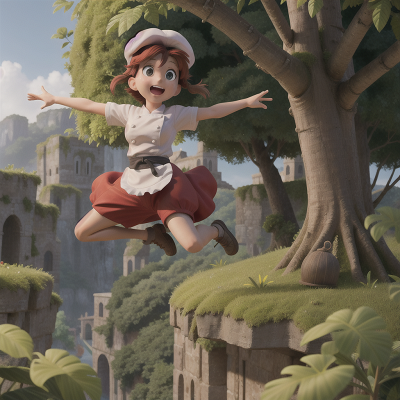 Image For Post Anime, chef, jumping, hat, jungle, cathedral, HD, 4K, AI Generated Art