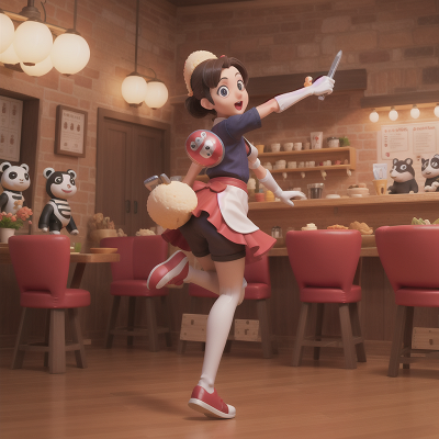 Image For Post Anime, sword, panda, robot, jumping, ice cream parlor, HD, 4K, AI Generated Art