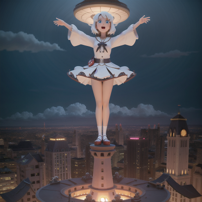 Image For Post Anime, museum, dancing, ghostly apparition, skyscraper, hovercraft, HD, 4K, AI Generated Art