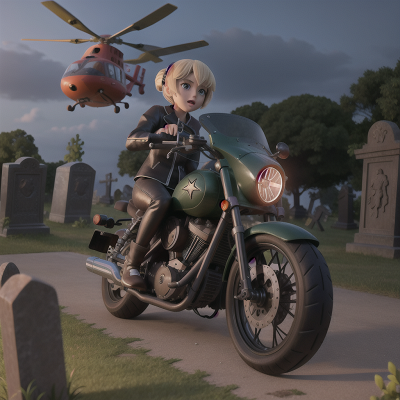 Image For Post Anime, haunted graveyard, swimming, motorcycle, helicopter, fighting, HD, 4K, AI Generated Art