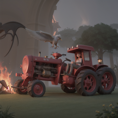 Image For Post Anime, fog, romance, phoenix, haunted mansion, tractor, HD, 4K, AI Generated Art