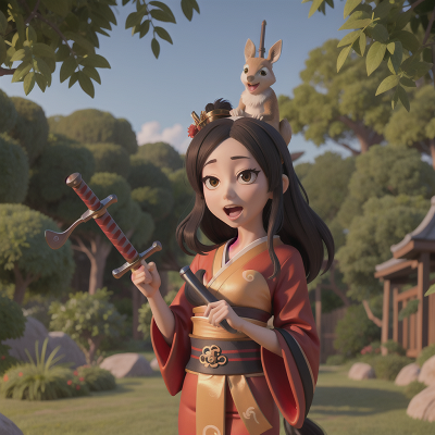 Image For Post Anime, geisha, kangaroo, pirate, sword, singing, HD, 4K, AI Generated Art