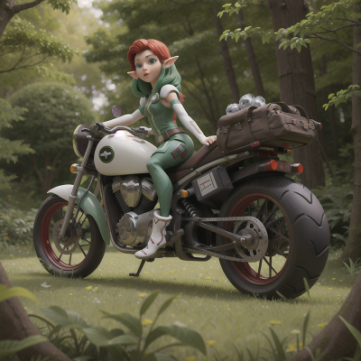 Image For Post Anime, enchanted forest, cyborg, motorcycle, alien, elf, HD, 4K, AI Generated Art