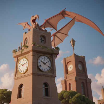 Image For Post Anime, clock, pterodactyl, lamp, tower, robot, HD, 4K, AI Generated Art