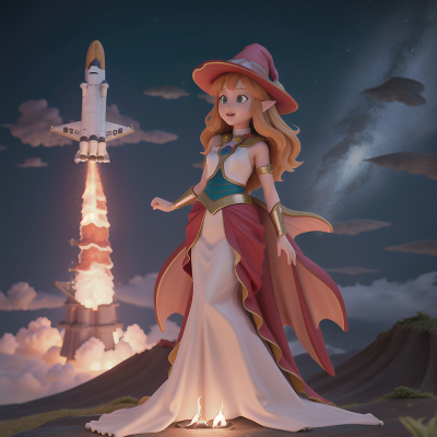 Image For Post Anime, space shuttle, volcano, fairy, witch, mermaid, HD, 4K, AI Generated Art