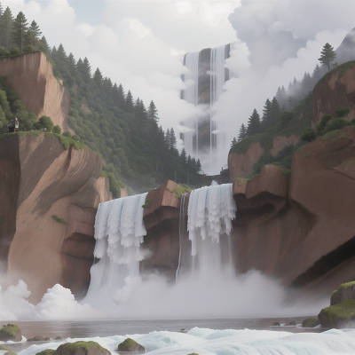 Image For Post Anime, waterfall, tsunami, surprise, fog, avalanche, HD, 4K, AI Generated Art