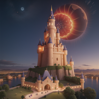Image For Post Anime, solar eclipse, fireworks, flying carpet, castle, tower, HD, 4K, AI Generated Art