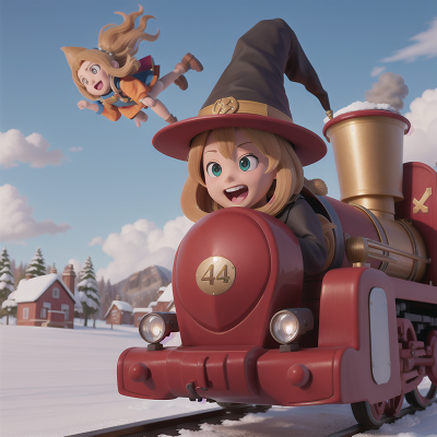 Image For Post Anime, wind, sled, train, witch, wizard, HD, 4K, AI Generated Art