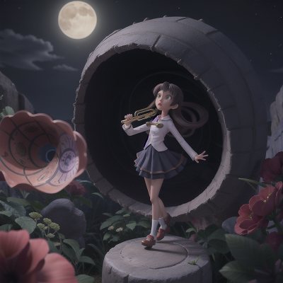 Image For Post Anime, suspicion, confusion, moonlight, trumpet, wormhole, HD, 4K, AI Generated Art