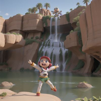 Image For Post Anime, waterfall, airplane, robot, dancing, desert oasis, HD, 4K, AI Generated Art
