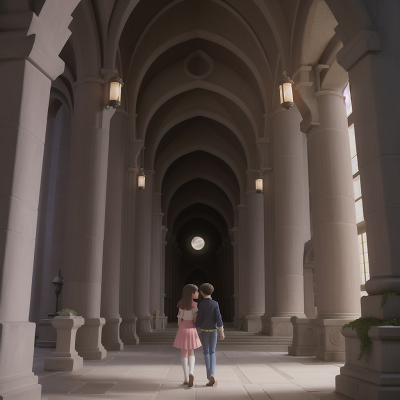 Image For Post Anime, confusion, cathedral, exploring, solar eclipse, romance, HD, 4K, AI Generated Art