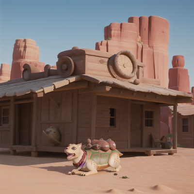 Image For Post Anime, wild west town, turtle, desert, dragon, dog, HD, 4K, AI Generated Art