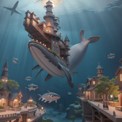 Image For Post Anime, underwater city, park, tornado, whale, map, HD, 4K, AI Generated Art