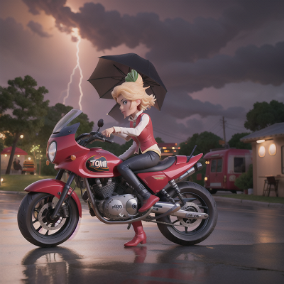 Image For Post Anime, umbrella, knight, motorcycle, tornado, taco truck, HD, 4K, AI Generated Art