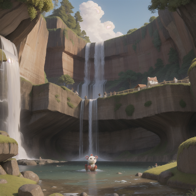 Image For Post Anime, waterfall, key, tower, circus, robotic pet, HD, 4K, AI Generated Art