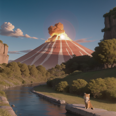 Image For Post Anime, tiger, school, river, ghost, volcano, HD, 4K, AI Generated Art