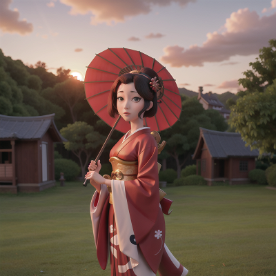 Image For Post Anime, geisha, umbrella, betrayal, farmer, sunset, HD, 4K, AI Generated Art