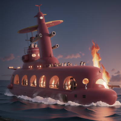Image For Post Anime, fire, submarine, suspicion, flying, princess, HD, 4K, AI Generated Art
