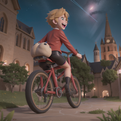 Image For Post Anime, laughter, bicycle, meteor shower, cathedral, ogre, HD, 4K, AI Generated Art