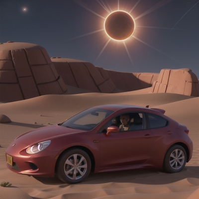 Image For Post Anime, desert, force field, solar eclipse, car, coffee shop, HD, 4K, AI Generated Art
