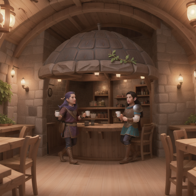 Image For Post Anime, turtle, vikings, coffee shop, shield, cave, HD, 4K, AI Generated Art