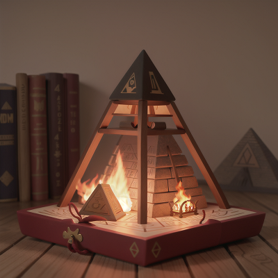 Image For Post Anime, pyramid, boat, book, fire, lamp, HD, 4K, AI Generated Art