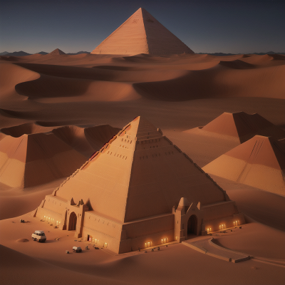 Image For Post Anime, pyramid, desert, spaceship, cathedral, farmer, HD, 4K, AI Generated Art