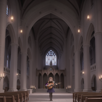 Image For Post Anime, tower, cathedral, spell book, violin, ghost, HD, 4K, AI Generated Art
