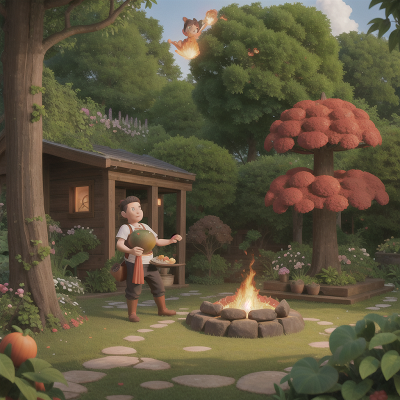 Image For Post Anime, accordion, lava, garden, forest, chef, HD, 4K, AI Generated Art